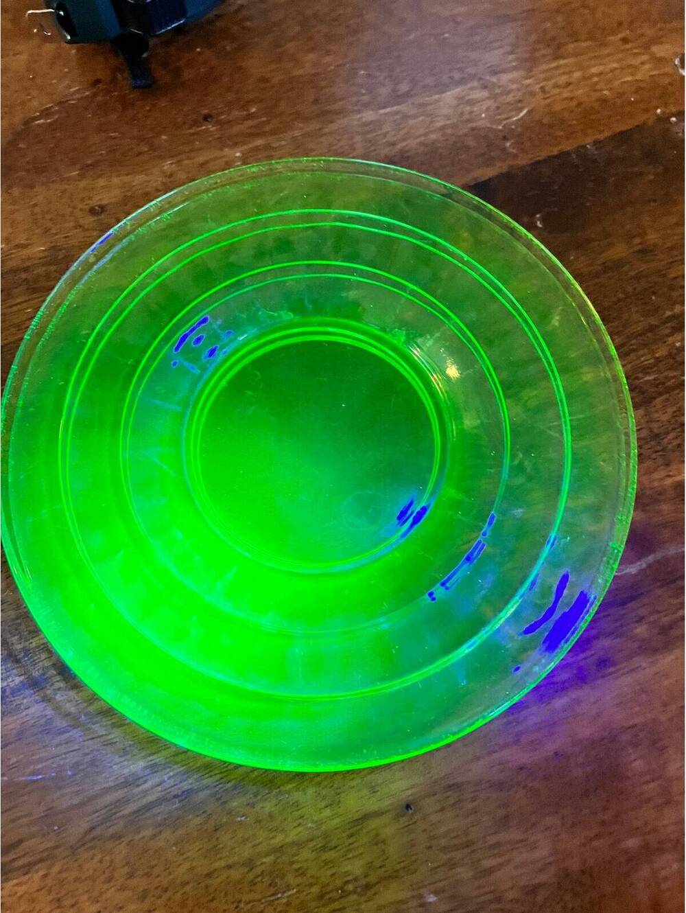Antique Uranium Glass Block Pattern Bread Plates ( 2 pc)